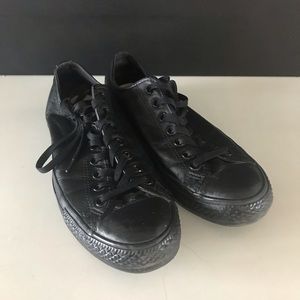 Converse black leather low tops